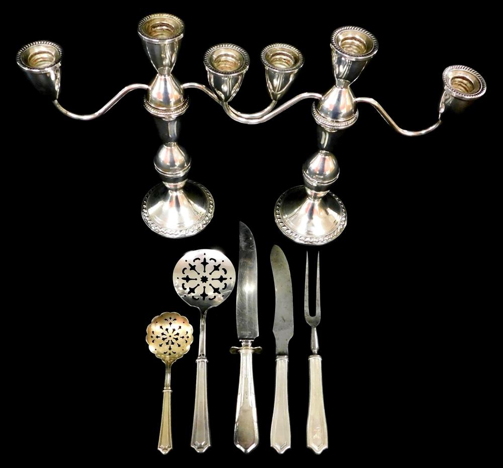 Appraisal: STERLING Seven pieces of sterling servingware all weighted or with