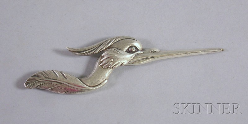 Appraisal: Small Silver Bird Clip in the form of the head