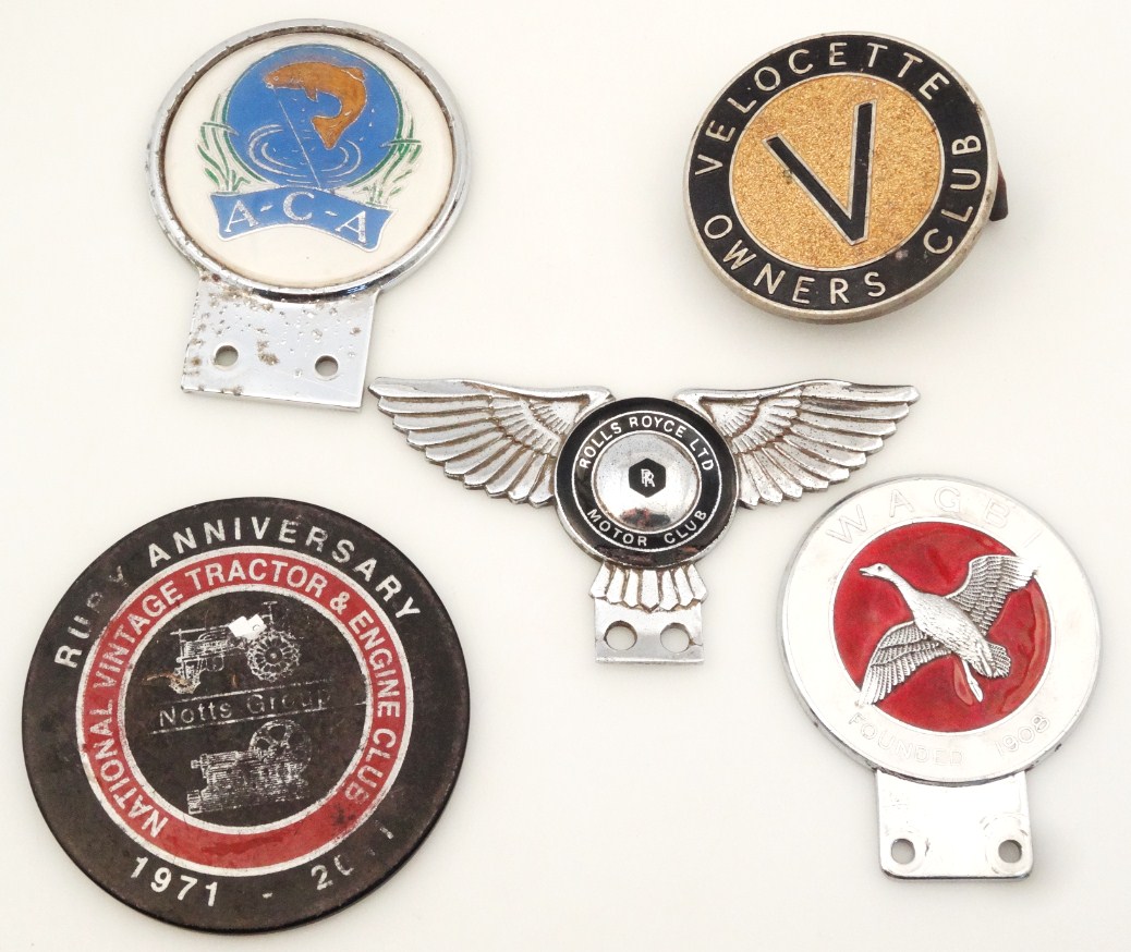 Appraisal: Various car and associated badges to include Rolls Royce Limited