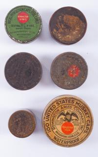 Appraisal: Percussion Cap Tins Six Six percussion cap tins to include