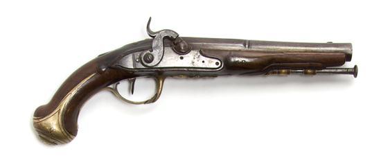 Appraisal: A Brass Walnut and Iron Muzzle Loading Pistol of typical