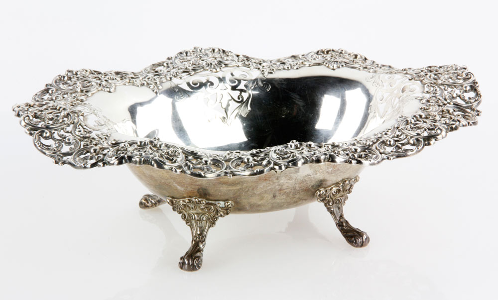 Appraisal: - Sterling Center Bowl Sterling center bowl with reticulated foot