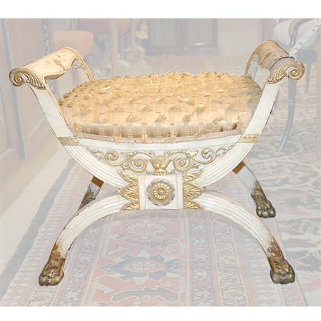 Appraisal: Italian Empire Style Painted and Parcel Gilt Stool Estimate -