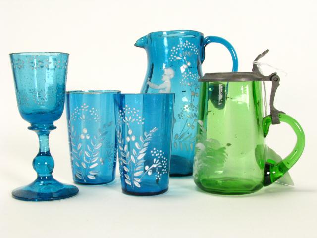 Appraisal: Group of Victorian Colored Glass including Mary Gregory style ''