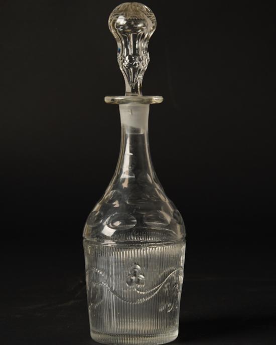 Appraisal: A Sandwich Glass Bellflower Decanter blown molded and cut with