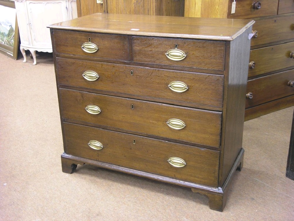 Appraisal: A George III oak chest two short and three long