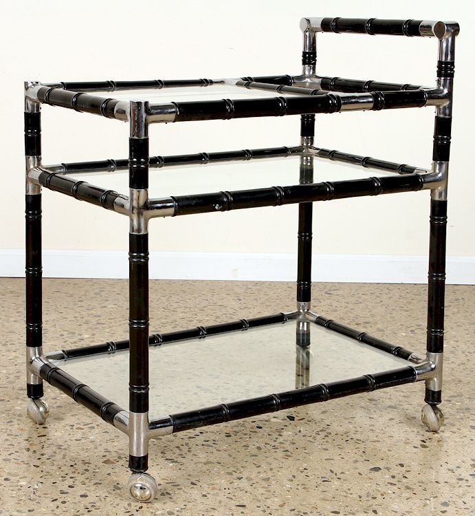 Appraisal: EBONIZED BAR CART MANNER OF BILLY HAINES C An ebonized