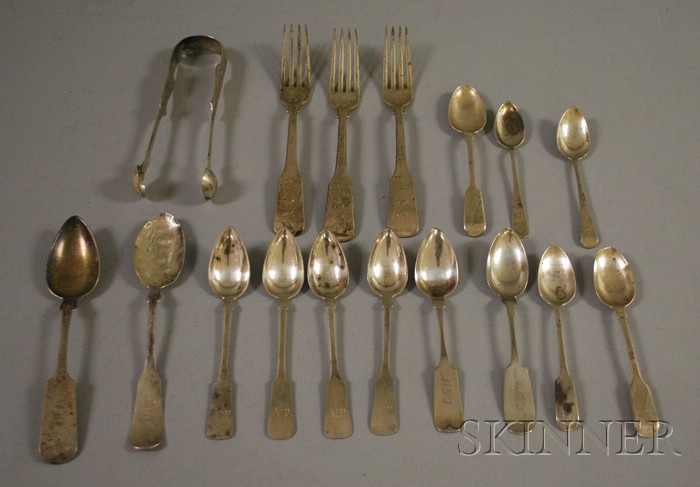 Appraisal: Approximately Seventeen Pieces of Coin and Sterling Silver Flatware including