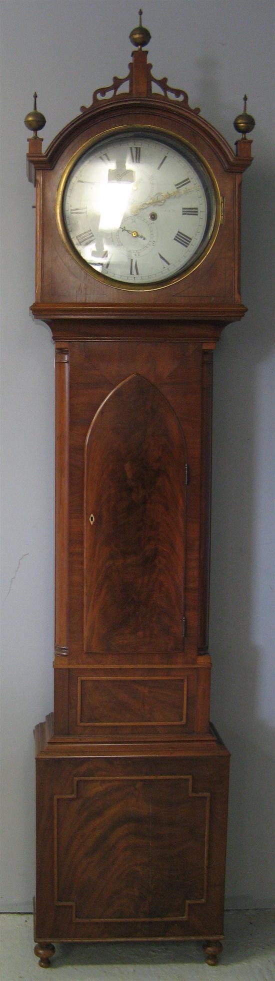 Appraisal: th century mahogany longcase clock the hood with pierced top