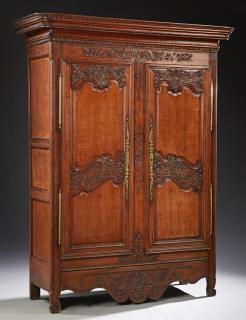 Appraisal: Exceptional Louis XV Style Carved Oak Wedding Armo Exceptional Louis