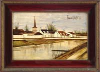 Appraisal: BERNARD BUFFET French - VILLAGE AU BORD DE L EAU