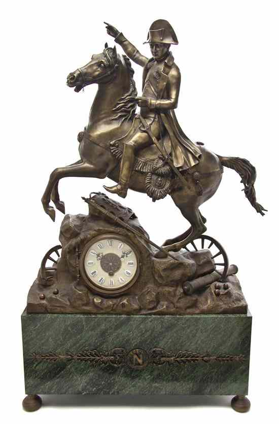 Appraisal: A French Bronze and Marble Figural Mantel Clock depicting Napoleon