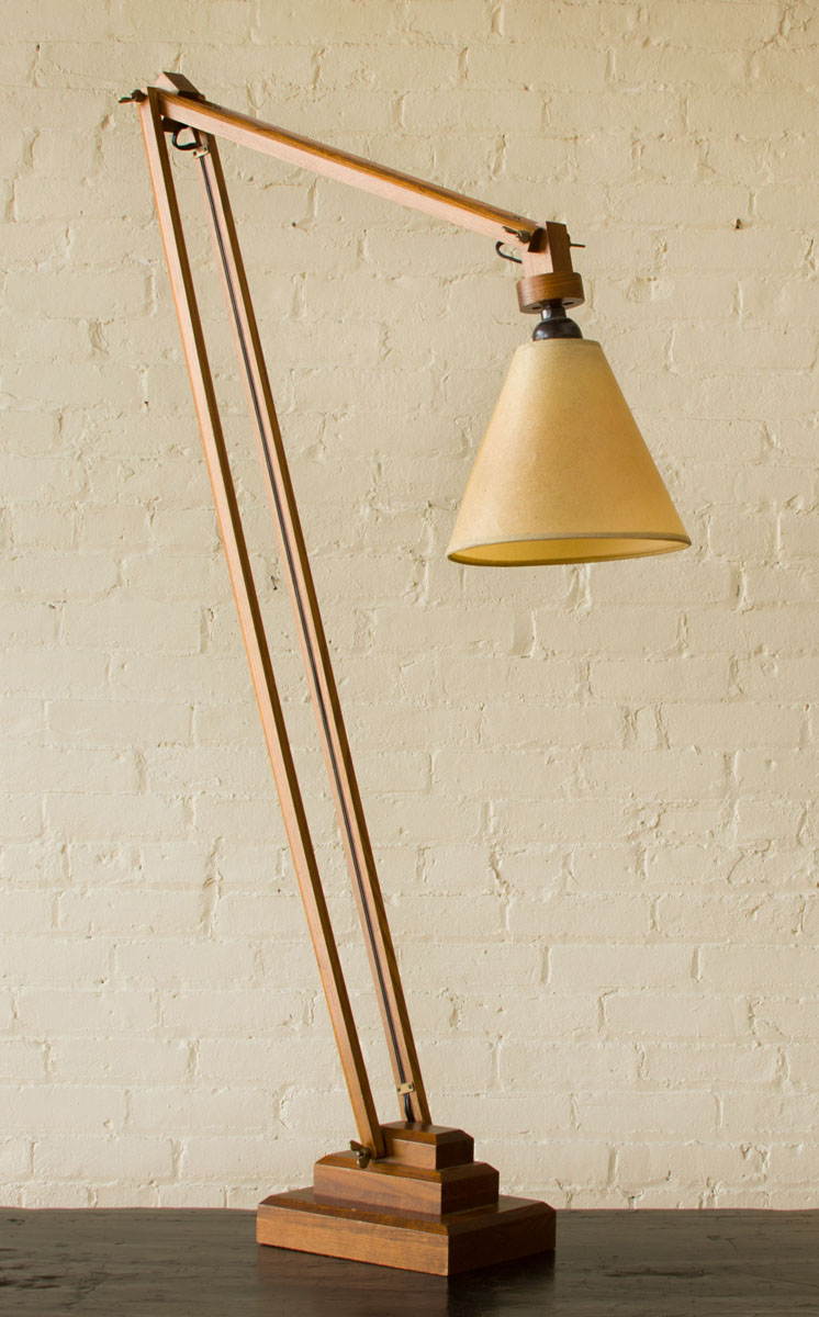 Appraisal: ARTISAN CRAFTED ARTICULATED OAK DESK LAMP x x in Estimate