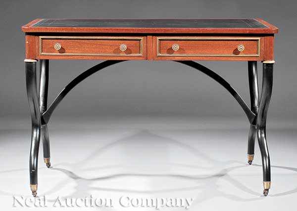 Appraisal: An Empire-Style Mahogany and Ebonized Writing Desk inset leather top