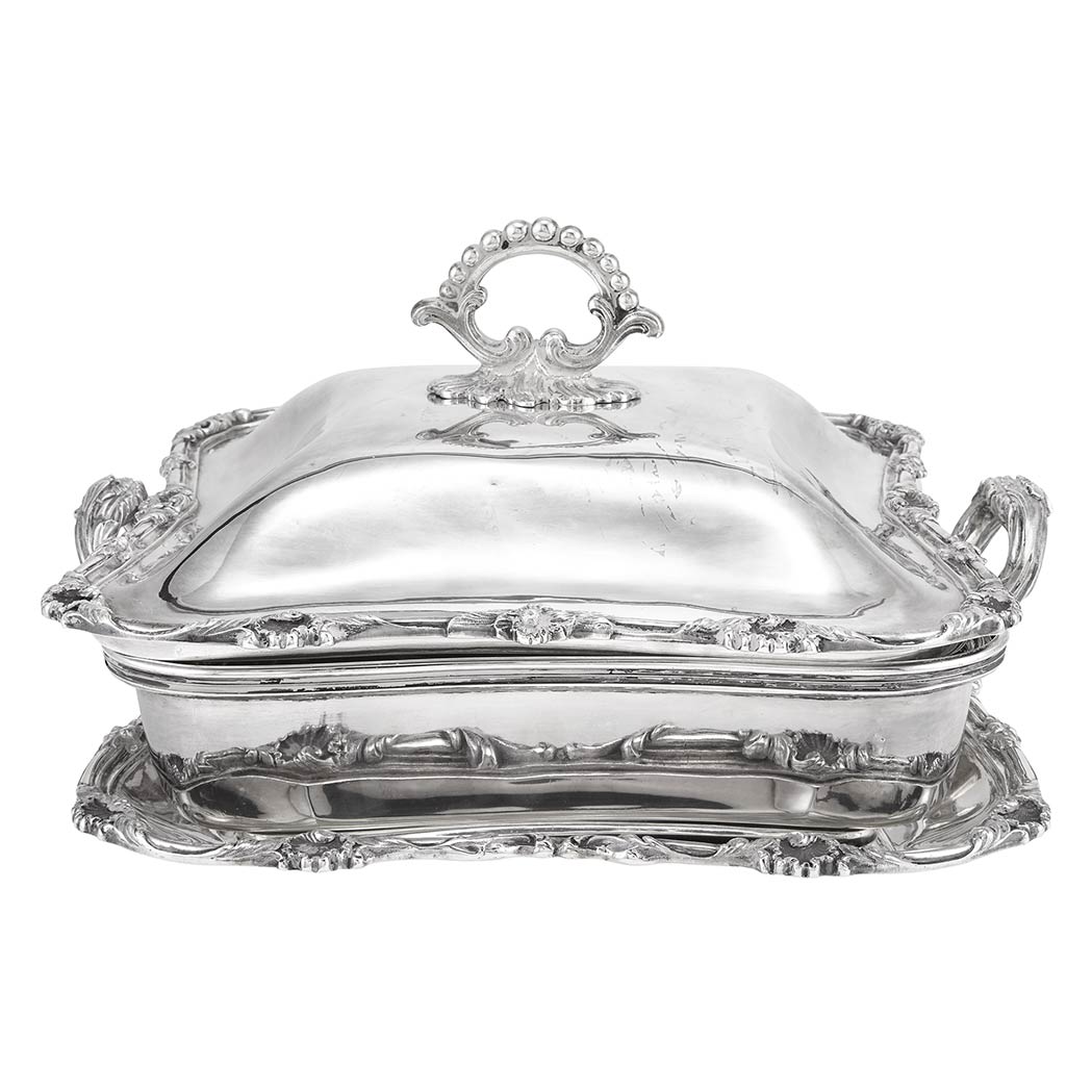 Appraisal: Austrian Silver Covered Entree Dish Schiffer Vienna circa Of shaped