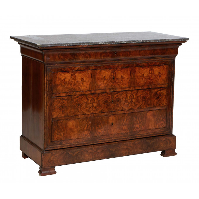 Appraisal: French Louis Philippe Carved Walnut Marble Top Commode th c