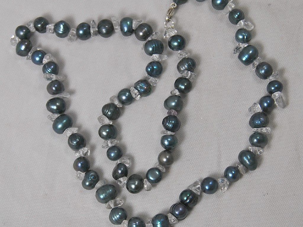 Appraisal: Black freshwater pearl and crystal necklet