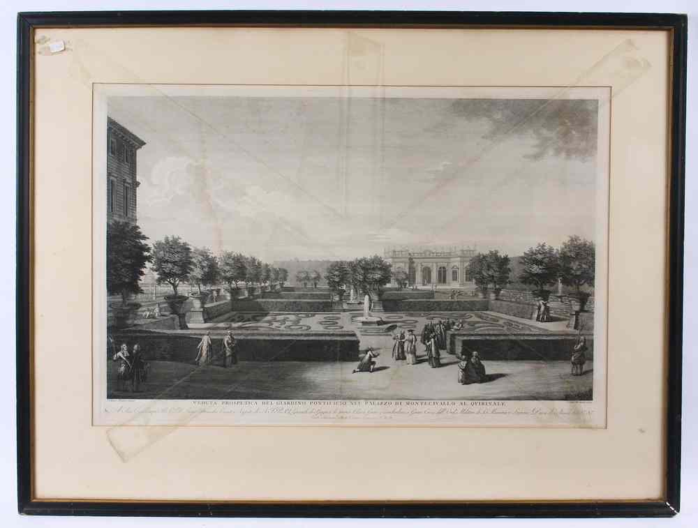 Appraisal: TH CENTURY ENGRAVING OF THE PAPAL GARDENS AT THE PALAZZO