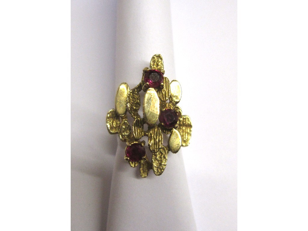 Appraisal: Nine carat gold ruby set dress ring