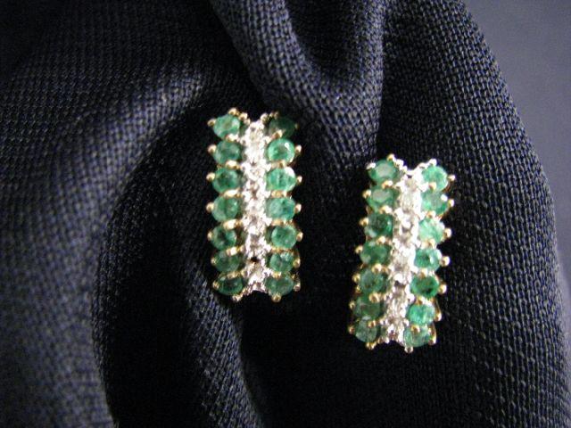 Appraisal: Emerald Diamond Earrings k yellow gold pierced settings