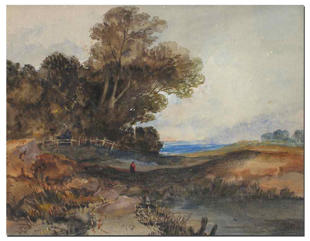 Appraisal: WATERCOLOR LANDSCAPE PAINTING IN THE STYLE OF COROT '' x