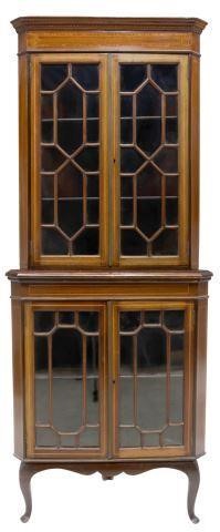 Appraisal: English mahogany corner cabinet Bowman Brothers early th c with