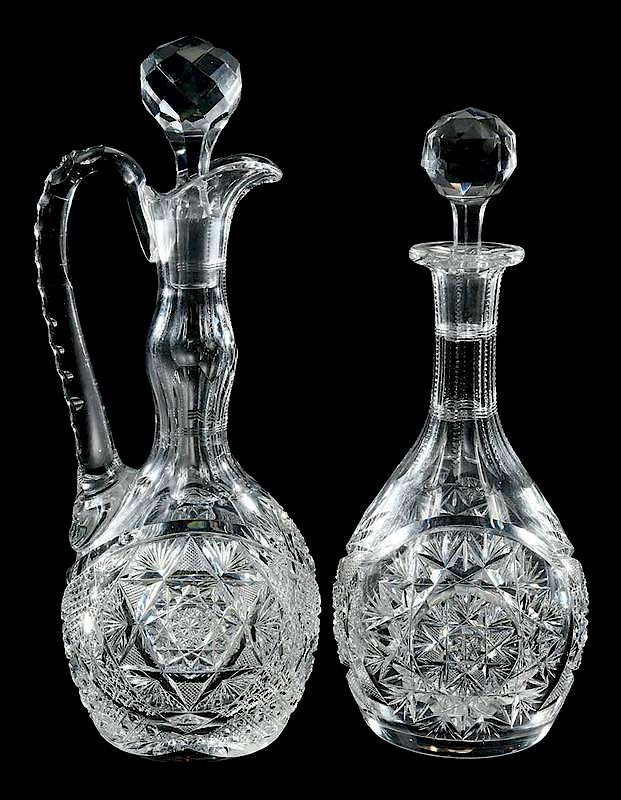 Appraisal: Two Cut Glass Decanters Quaker City Meridan one with double