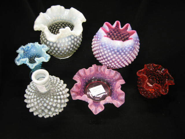 Appraisal: Pcs Fenton Hobnail Art Glass are opalescent including cranberry vase