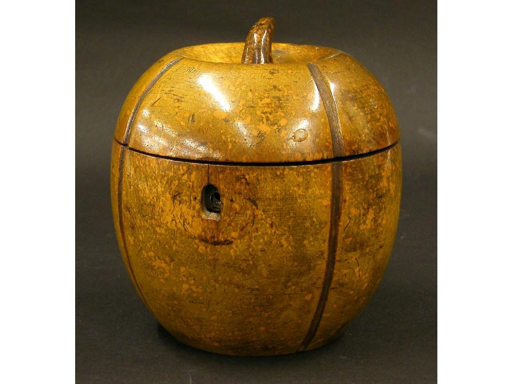 Appraisal: Good cantaloupe melon tea caddy of good patination with hinged