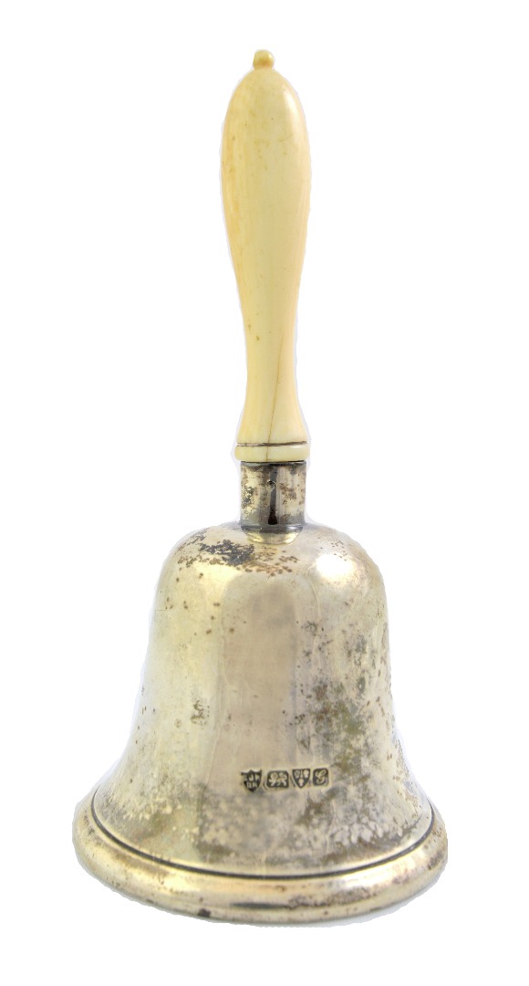 Appraisal: A silver bell with an ivory handle Chester height cms