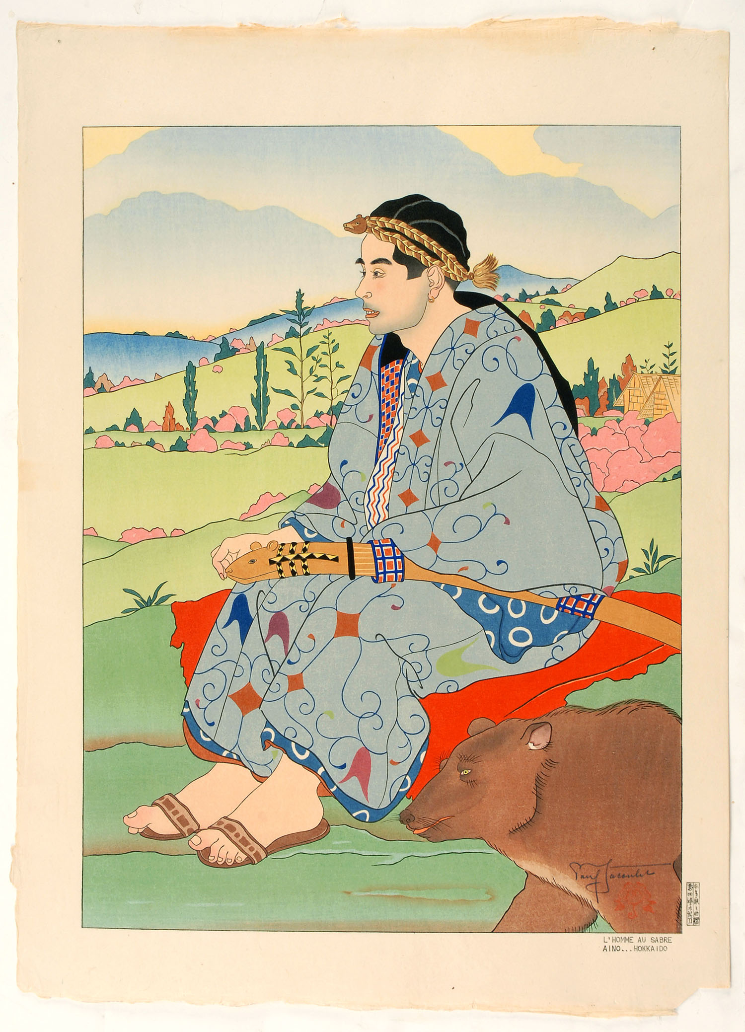 Appraisal: L'HOMME AU SABRE AINO HOKKAIDO Young Aino Man with Sword