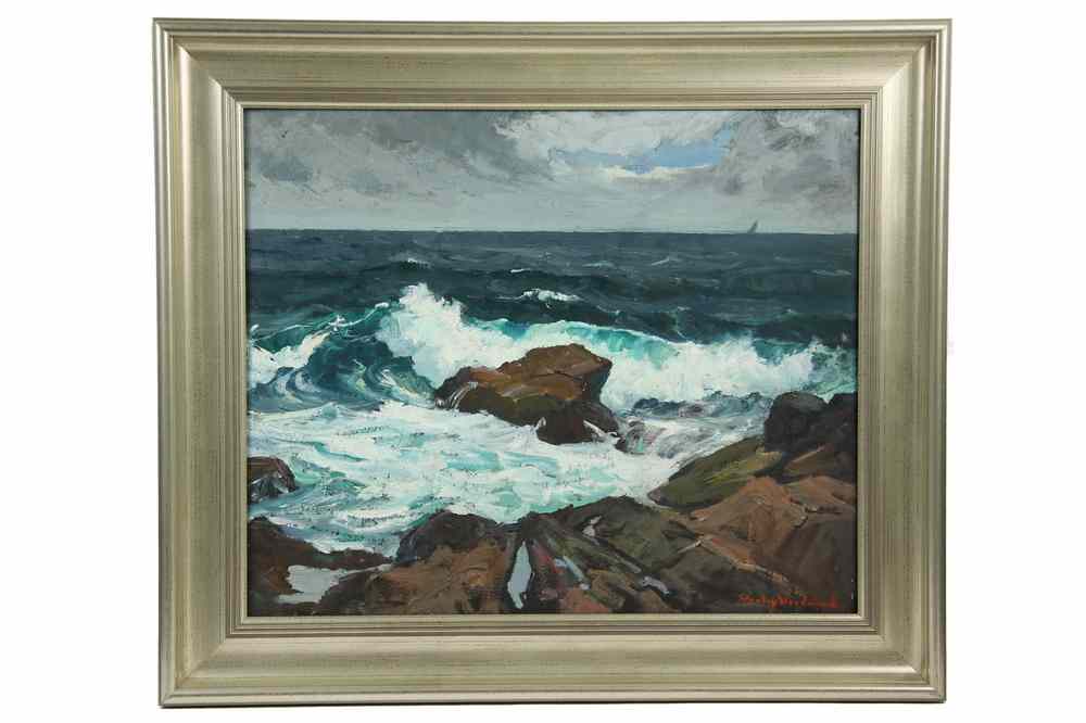 Appraisal: OOCB - 'Winter Sea Ogunquit ' coastal scene signed lower