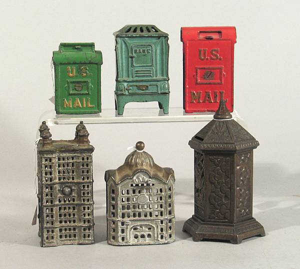 Appraisal: Grouping of Still Banks Lot of cast iron banks from