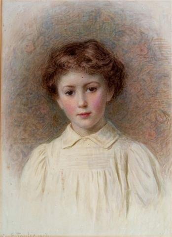 Appraisal: EDWARD TAYLER - - Portrait of a child wearing pleated