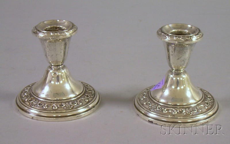 Appraisal: Pair of Gorham Sterling Weighted Low Candlesticks