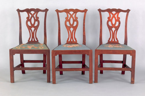 Appraisal: Set of three George III mahogany dining chairs ca each