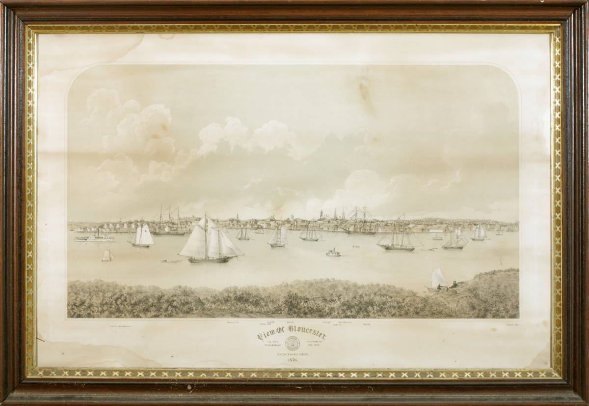 Appraisal: VIEW OF GLOUCESTER FROM ROCKY NECK Tinted lithograph with legend