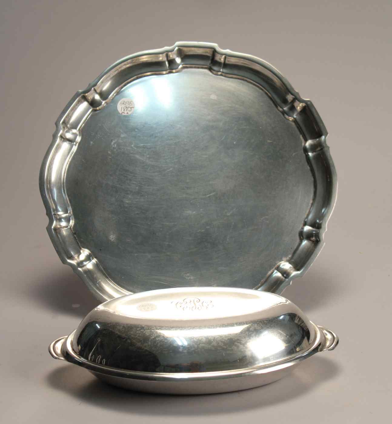 Appraisal: TWO STERLING SILVER HOLLOWWARE PIECESAn oval covered vegetable dish by