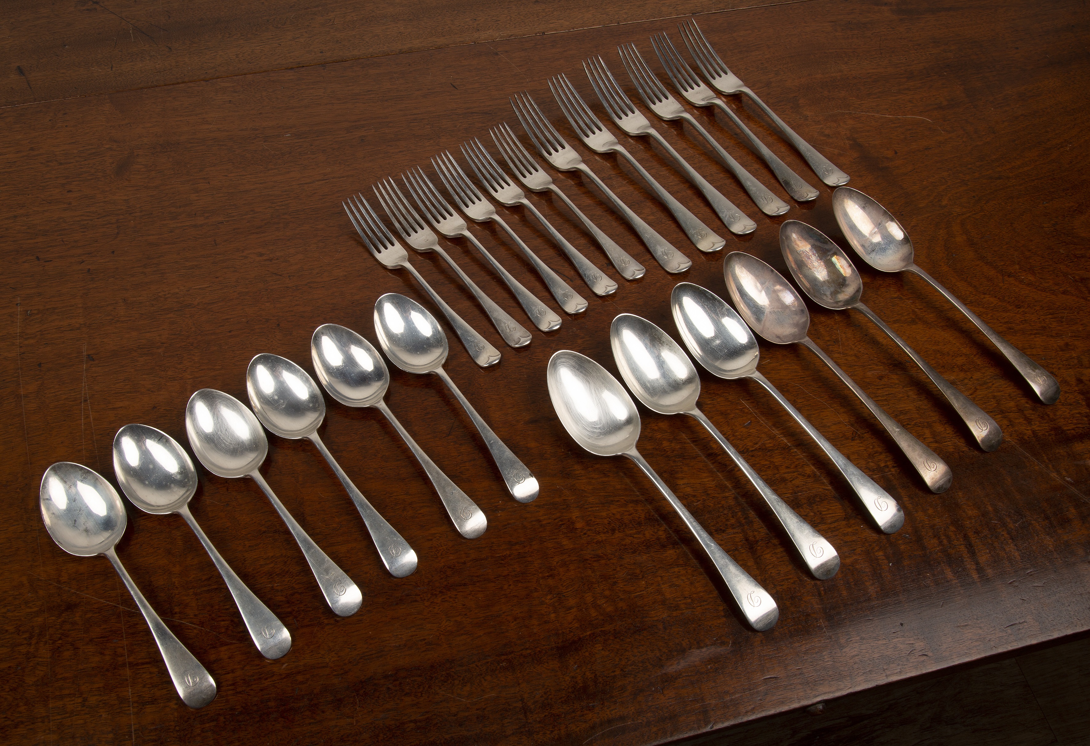 Appraisal: Collection of silver flatwarecomprising of six forks cm overall six