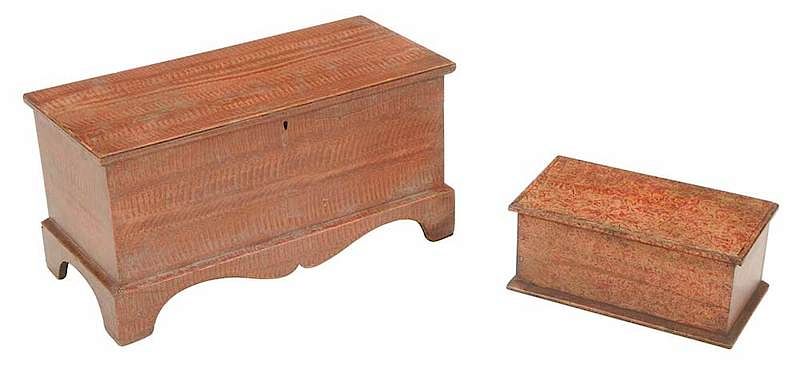 Appraisal: Two American Grain Painted Lift Top Chests early th century