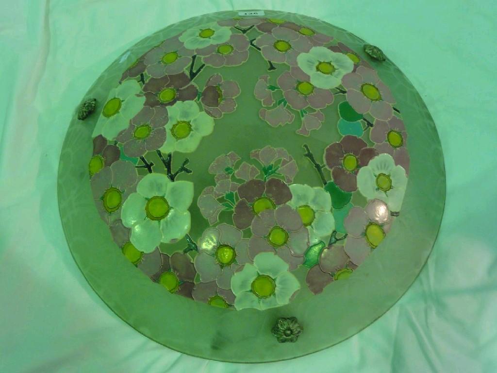 Appraisal: A continental Art Deco glass Plafonnier glass ceiling shade with