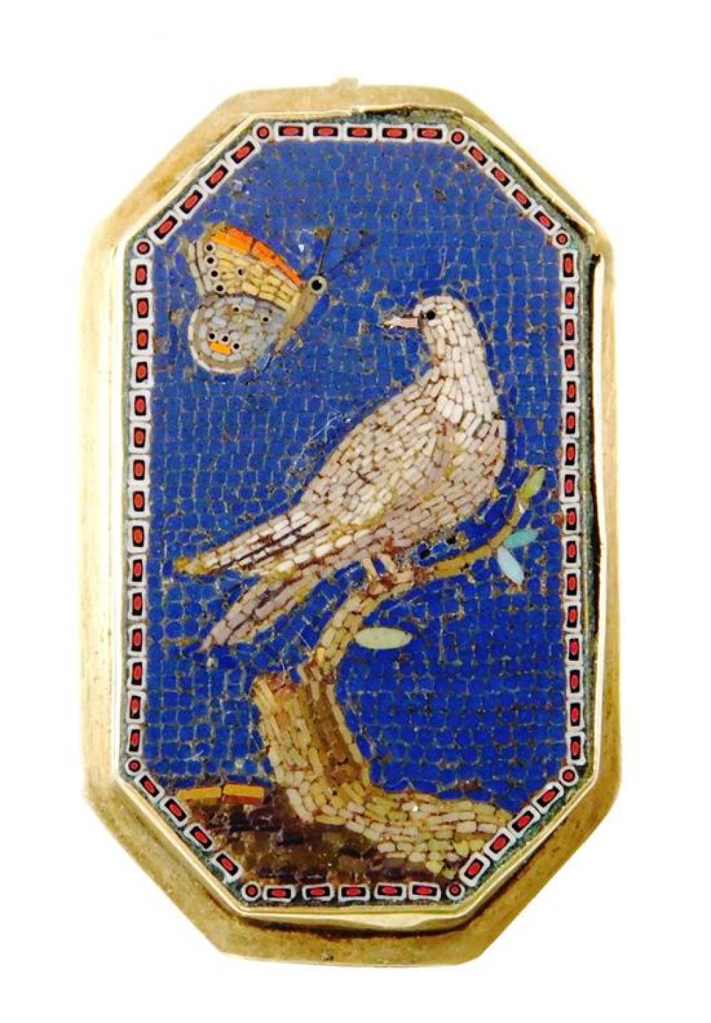 Appraisal: JEWELRY K Giacomo Raffaelli Antique Dove Micromosaic Pin early th