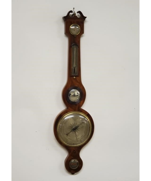 Appraisal: Georgian mahogany inlaid barometer signed C Riva Glasgow h x