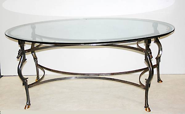 Appraisal: A contemporary metal and glass dining table height in width