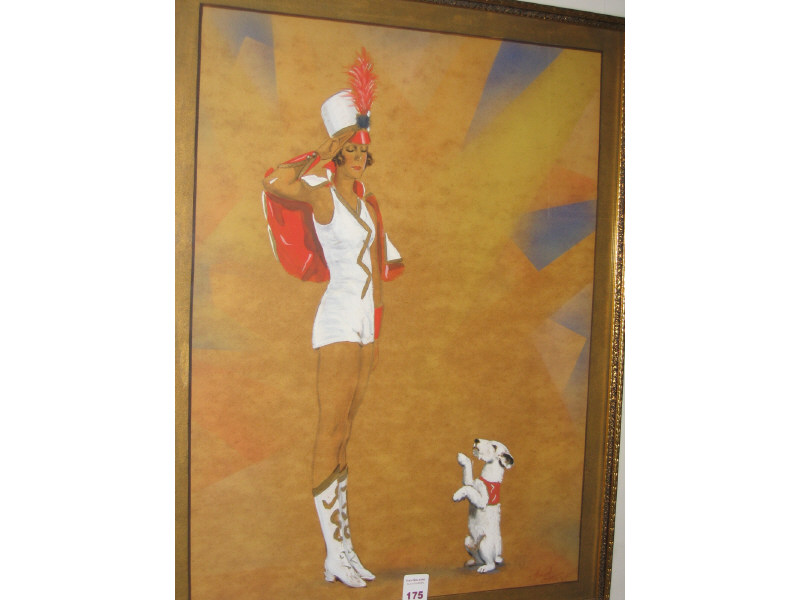 Appraisal: HOWARD SUTTON AMERICAN TH CENTURY Majorette with dog gouache on