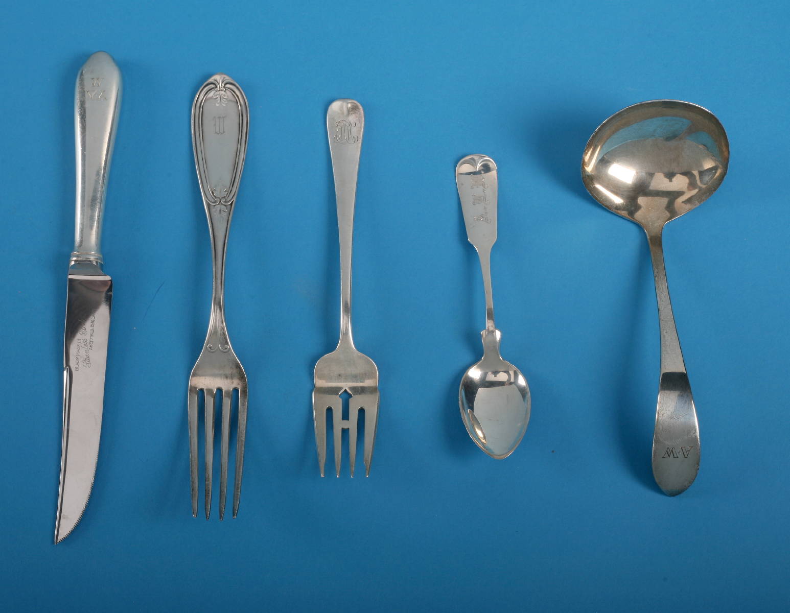 Appraisal: GROUP OF NEW YORK AND RHODE ISLAND SILVER FLATWARE VARIOUS