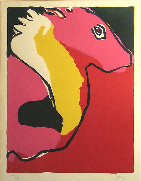 Appraisal: Karel Appel Dutch - Untitled Horse Color lithograph printed on