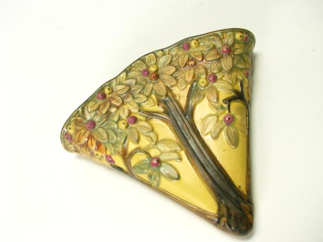 Appraisal: Weller pottery art deco style triangular wall pocket '' high