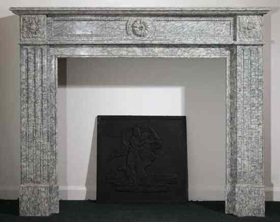 Appraisal: A French Louis XVI Style Cippolino Marble Fireplace Surround late