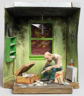 Appraisal: Scott Wilson Untitled Diorama Of a green room containing a